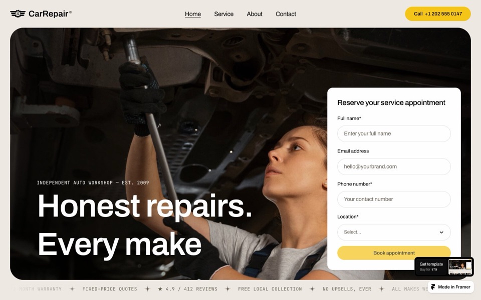 CarRepair — website design by Salim from Webestica