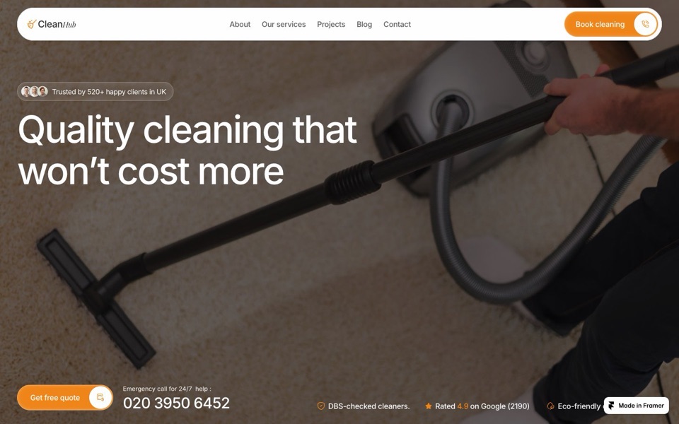 CleanHub Service — website design by Tanjim