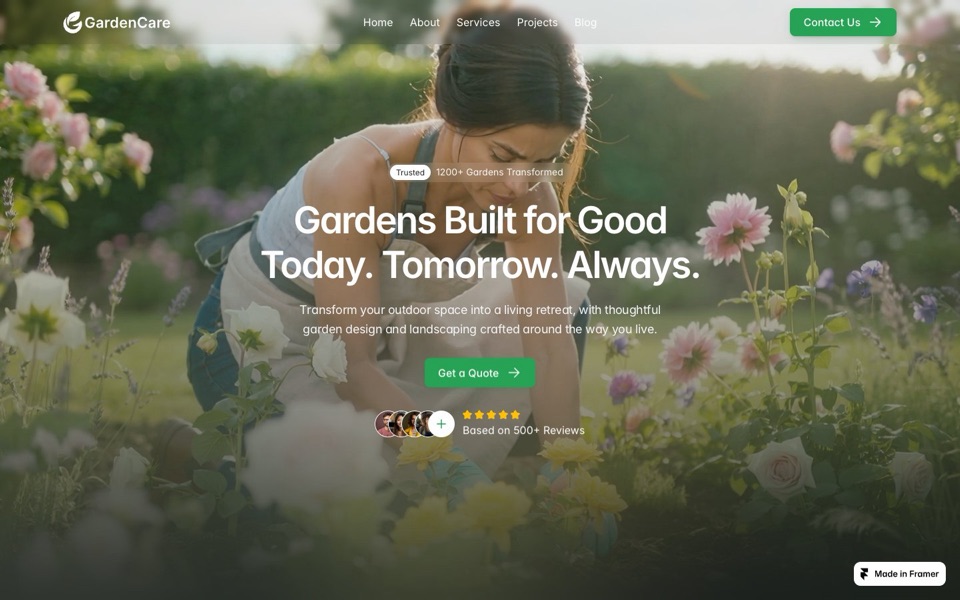 GardenCare — website design by Framer Geeks