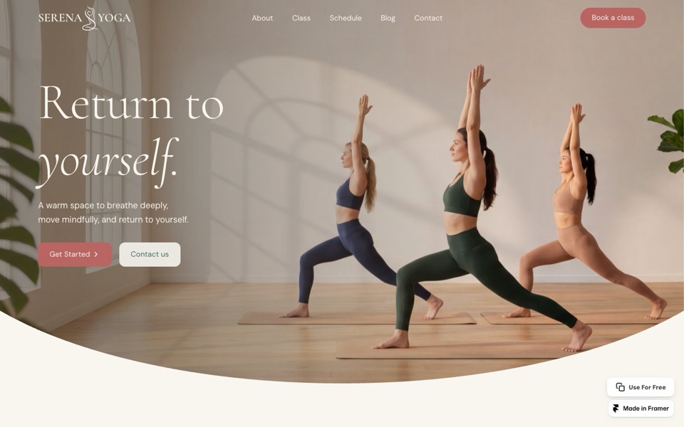 Serena Yoga — website design by Neueframe